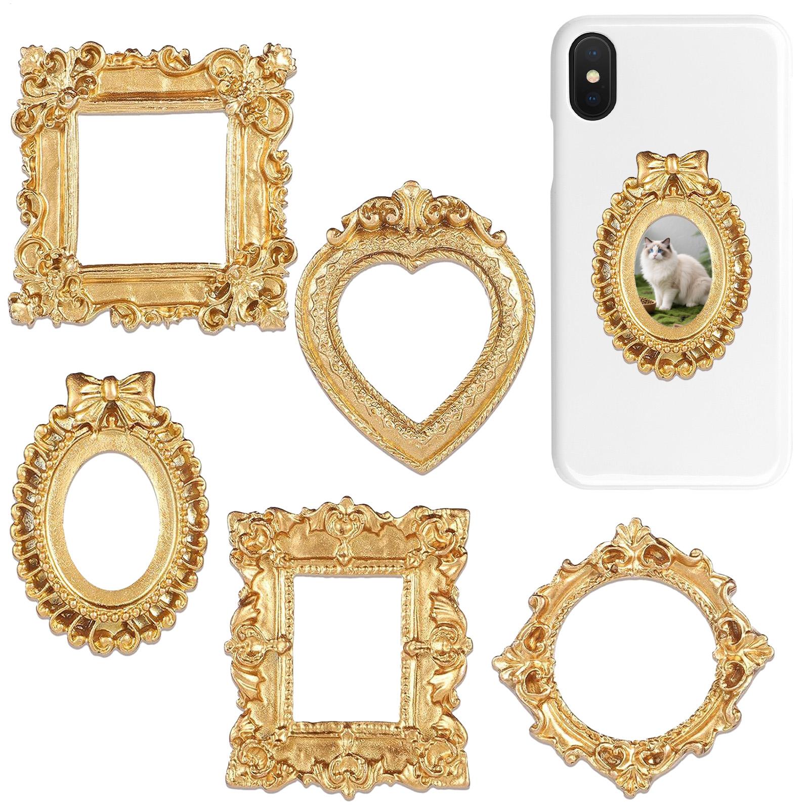 Background Resin Art - Набор из 5/9 золотых винтажных фоторамок: